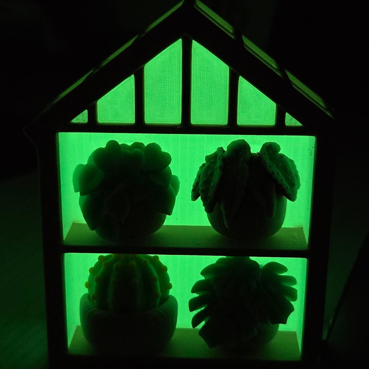 Glow-in-the-dark greenhouse clicker — 3D printed fidget NZ Glow 4 Shelf