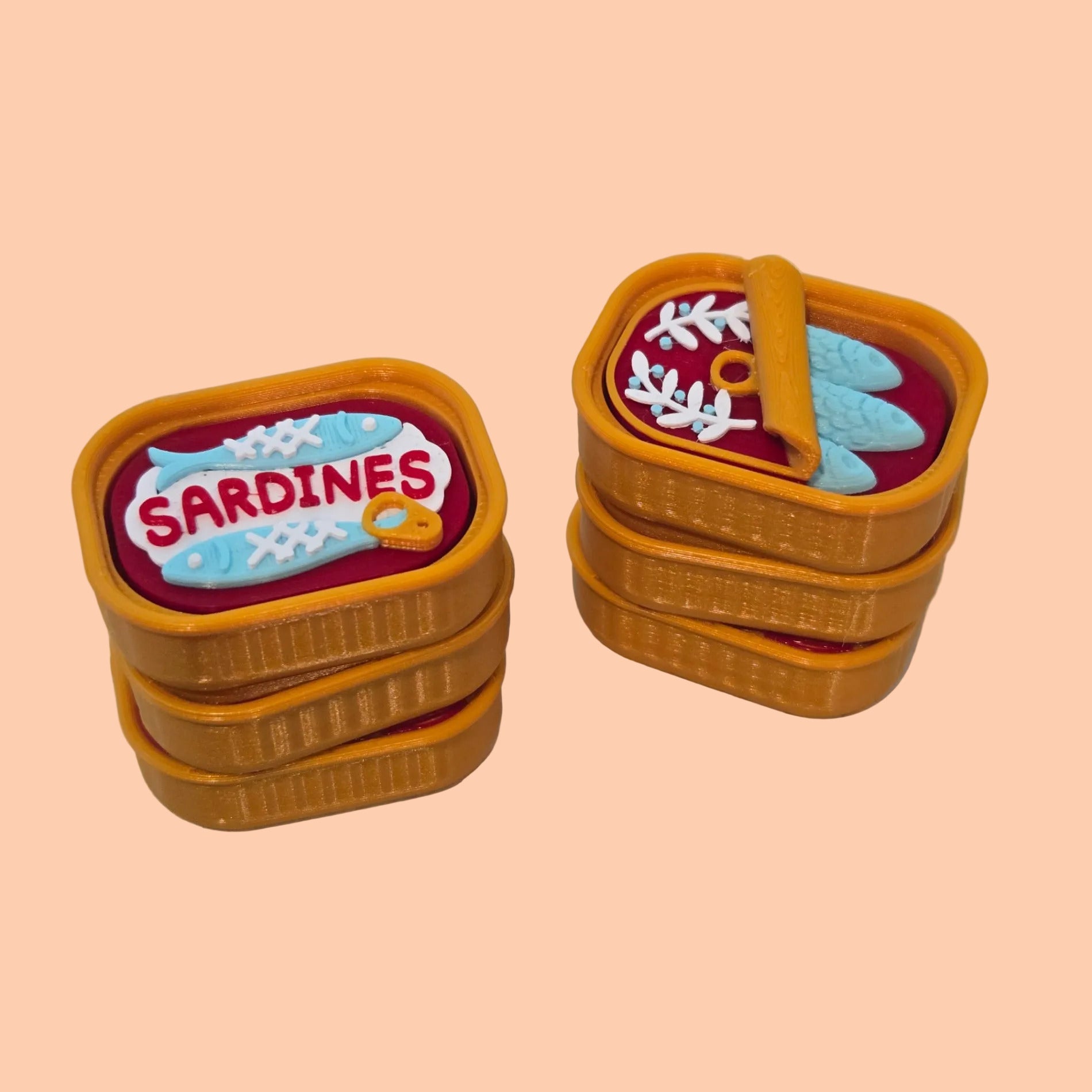 Sardine Tins fidget clicker keychain, unique 3D printed design NZ