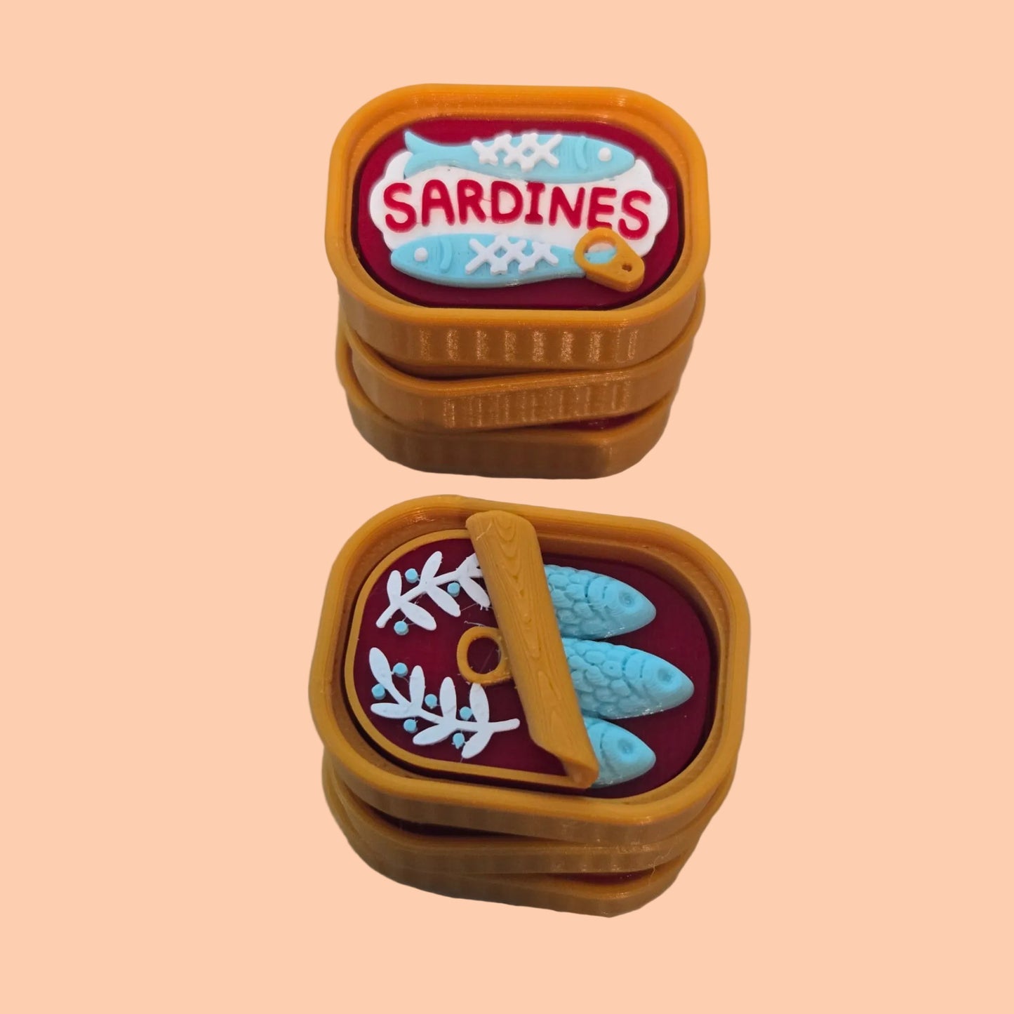 Sardine Tins 3D printed keychain, oddly satisfying fidget clicker made in NZ